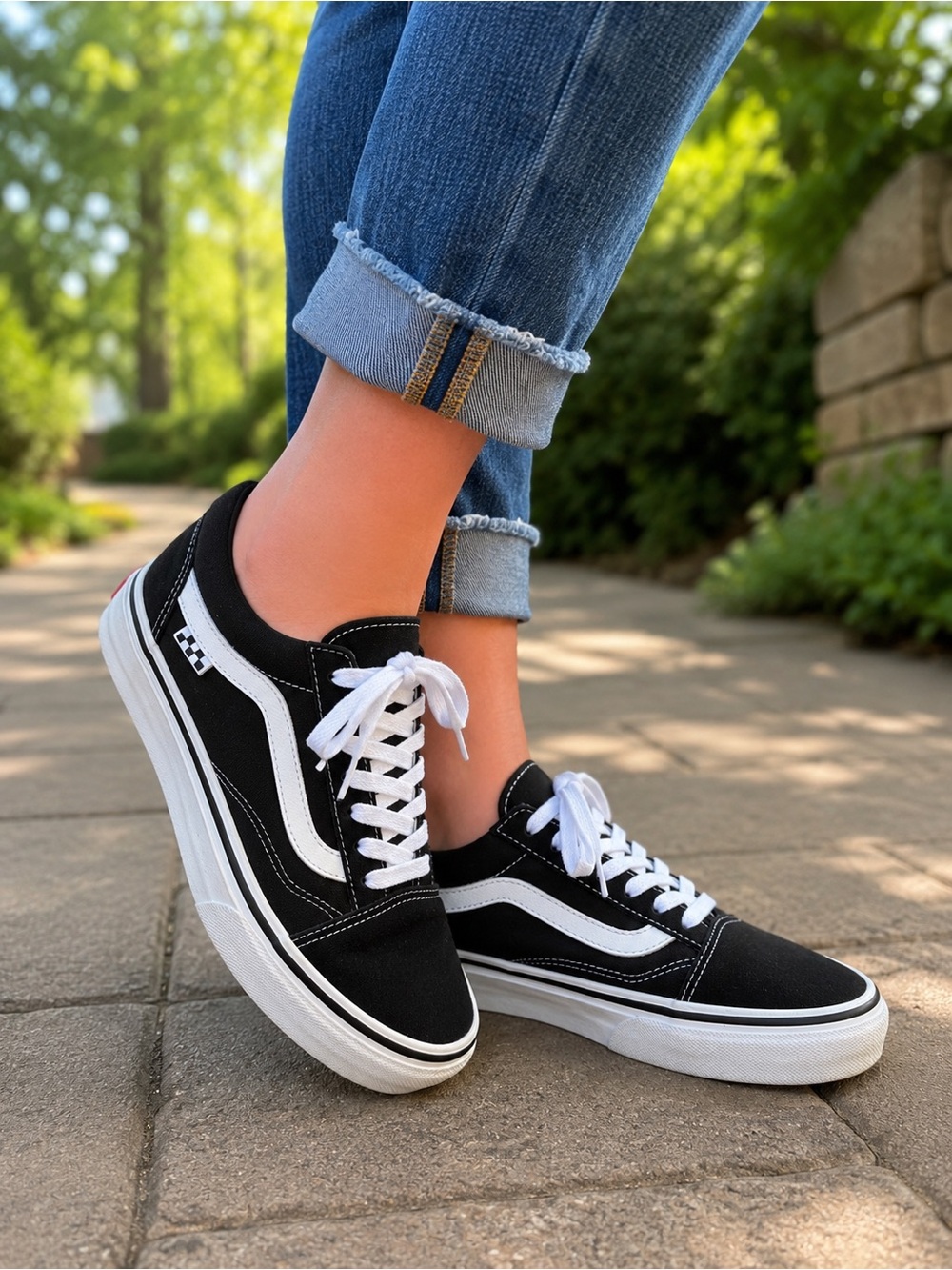 Vans Old Skool Skate Shoes Black/White | PopCush & Duracap | Men's 6.5